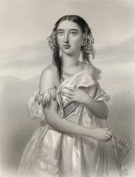 Ilustração de Pocahontas (1595-1617) de &39;World noted women&39; por Mary Cowden Clarke, 1858